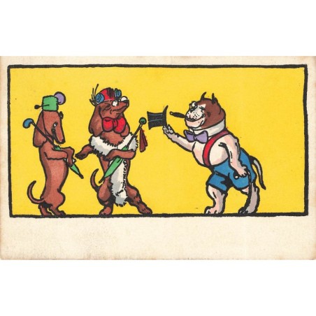 n°29910 - Illustrateur MM Vienne n°304 - Chiens humanisés, se saluant - Teckel, bouledogue