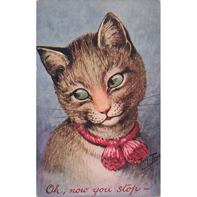n°29914 - Illustrateur A.Thiele - Oh, now you stop - Chat avec des ponpons autour du cou