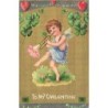 n°29915 - Carte Gaufrée - To my Valentine - Ange jouant de la trompette à Fleur