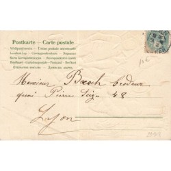 n°29918 - Carte Gaufrée - Nouvel An - Bonne Année - Ramoneurs assis sur un toit enneigé