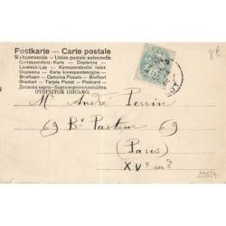n°29924 - Pâques - Anges portant des oeufs, pourchassés par un ange sur le dos d'un lièvre