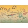 n°29932 - Carte Gaufrée - Souvenir - Anges jouant à se lancer des coeurs