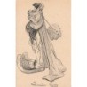 n°29951 - Illustrateur Lucien Guy - Jeune femme de dos, les pieds dans des très grandes chaussures - Mode