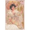 n°29958 - Carte Gaufrée - Fantaisie - Art Nouveau - Une jeune femme souriante