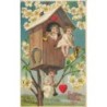 n°29963 - Carte Gaufrée - Valentine Greeting - Anges dans un nichoir, jouant de la musique