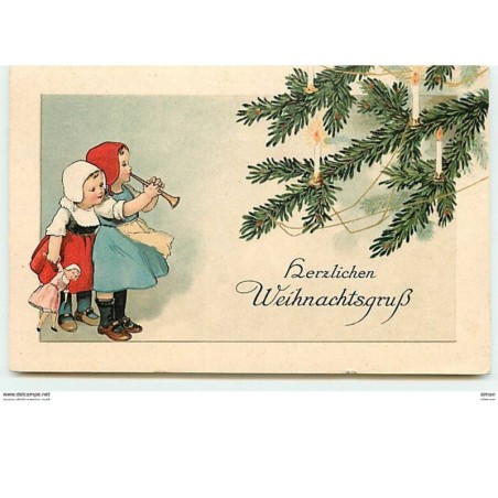 n°10391 - Carte Fantaisie - Herzlichen Weihnachtsgruss - Enfants et poupée