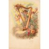 n°29993 - Tuck - Anges jouant de la harpe, entourée de fleurs - Confiserie J. Chermet -Marseille