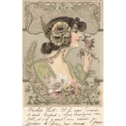 n°29967 - Carte Gaufrée - I wish you good luck - Ours blanc avec un enfant sur une cloche
