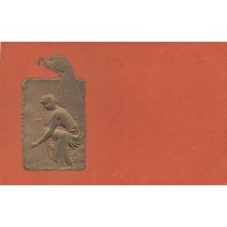 n°29968 - Carte Gaufrée - Bonne Année - Ange avec un fer à cheval, criant