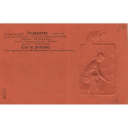 n°29968 - Carte Gaufrée - Bonne Année - Ange avec un fer à cheval, criant