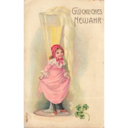 n°29980 - Noël - Gesegnete Weihnachten  - Anges gardiens, l'un portant une cloche, dans la nuit