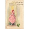n°29980 - Noël - Gesegnete Weihnachten  - Anges gardiens, l'un portant une cloche, dans la nuit