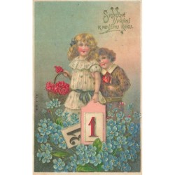 n°29983 - Carte Gaufrée - Joyeux Noël - Ange portant une petite banderolle