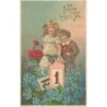 n°29983 - Carte Gaufrée - Joyeux Noël - Ange portant une petite banderolle