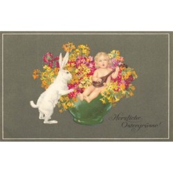 n°29984 - Carte Gaufrée - Joyeux Noël - Ange veillant sur un bébé endormi