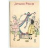 n°13734 - Joyeuses Pâques - Jeunes femmes dansant autour d'un oeuf décoré d'un ruban tricolore