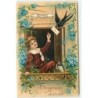 n°13738 - Carte Gaufrée - Bonne Année - Hirondelle apportant une lettre à une jeune garçon