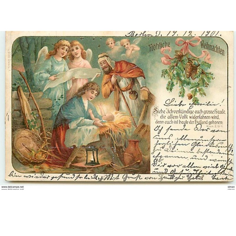 n°10392 - Carte Fantaisie - Fröhliche Weihnachten - Nativité