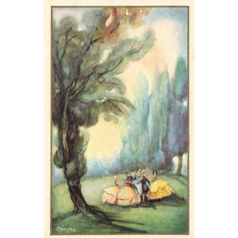 n°30002 - Illustrateur Chiostri - Femmes et un homme dansant au milieu d'arbre