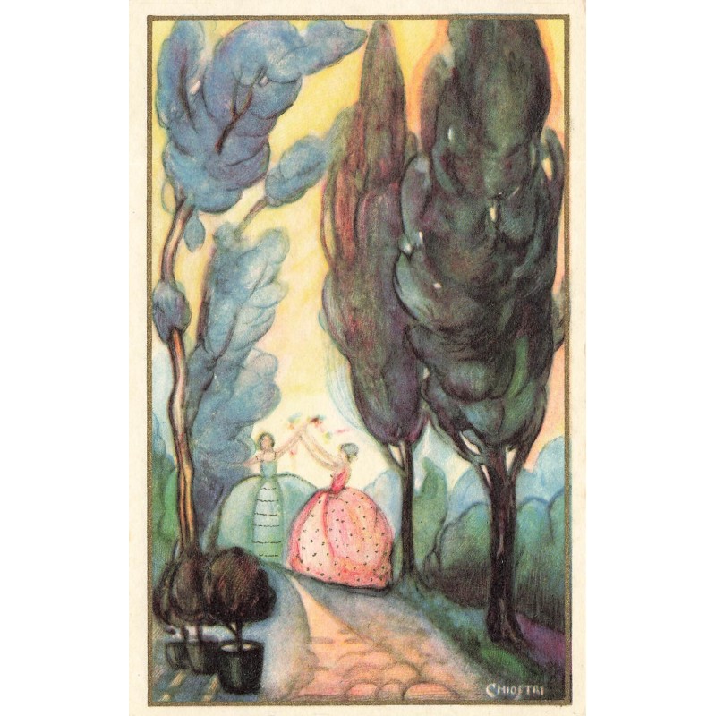 n°30003 - Illustrateur Chiostri - Deux femmes jouant dans une allée