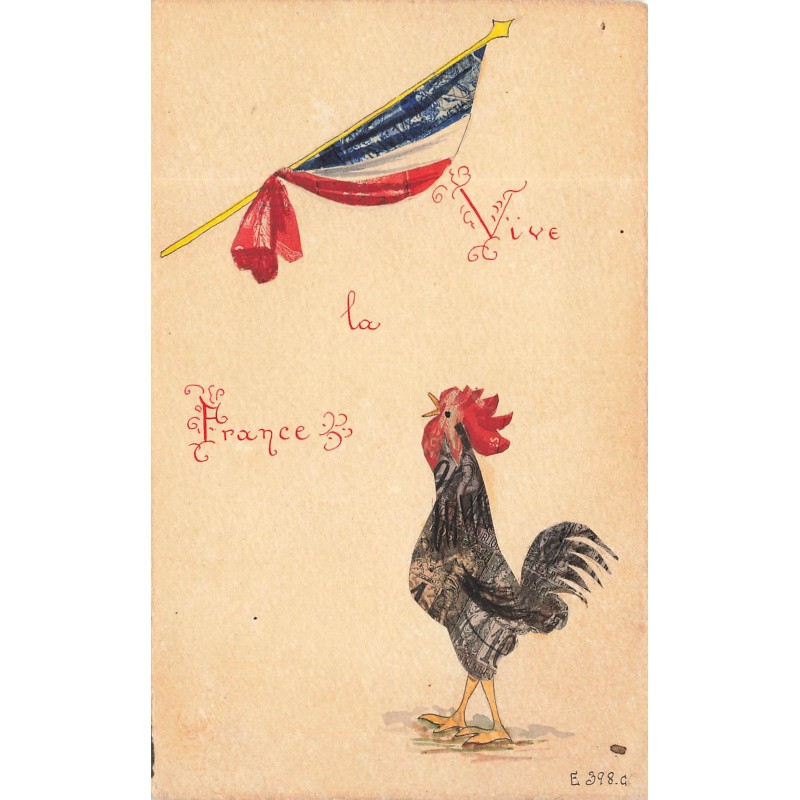 n°30023 - Représentation de Timbres - Vive la France - Drapeau et Coq - Patriotique