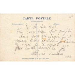 n°30041 - Anniversaire - Portrait de Chat avec du myosotis