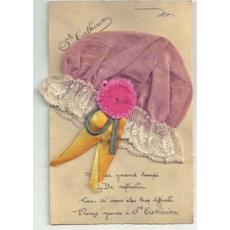 n°30053 - Sainte-Catherine - Bonnet Rose et dentelle de Sainte-Catherine