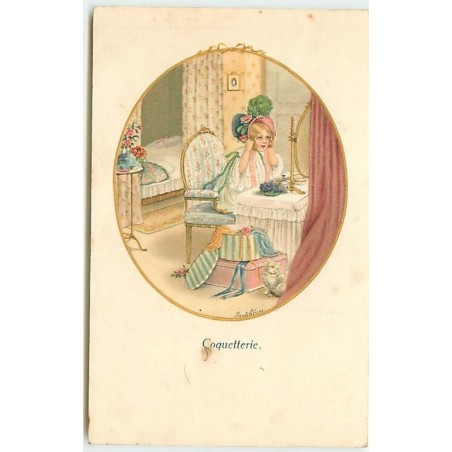 n°13756 - P. Ebner - Coquetterie - Fillette essayant un chapeau