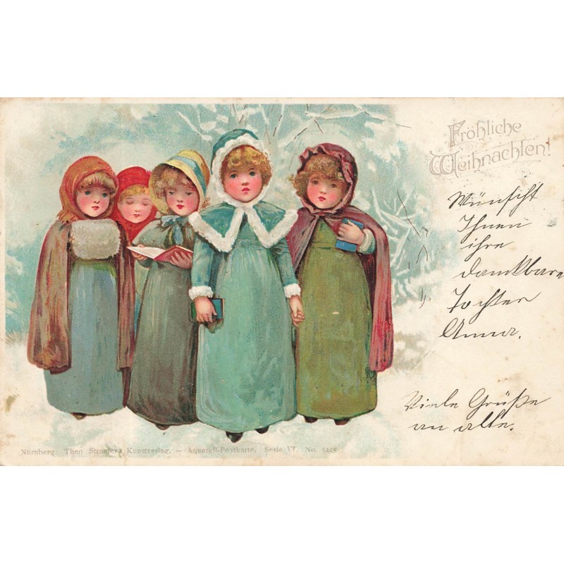 n°30063 - Noël - Stroefer's - Fröhliche Weihnachten - Fillettes marchant dans la neige