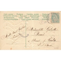 n°30066 - Carte Gaufrée - Joyeux Noël - Sapin et fleurs