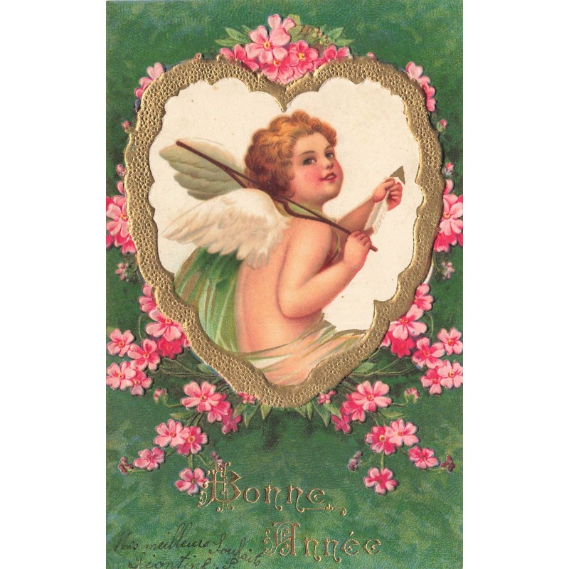n°30075 - Carte Gaufrée - Clapsaddle - Bonne Année - Cupidon