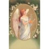 n°30088 - Carte Gaufrée - Clapsaddle - Ange jouant de la lyre dans un médaillon