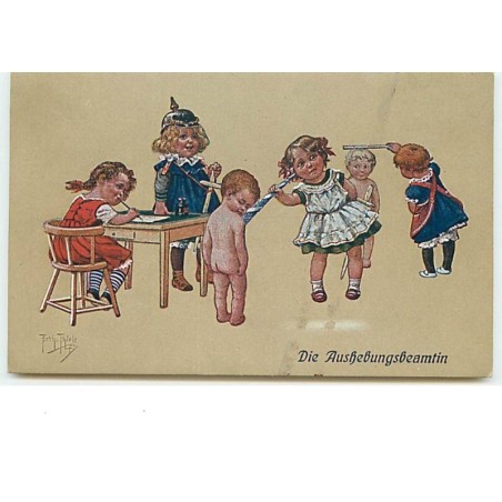 n°13767 - A. Thiele - Die Ausbebungsbeamtin - Fillettes oscultant des bébés