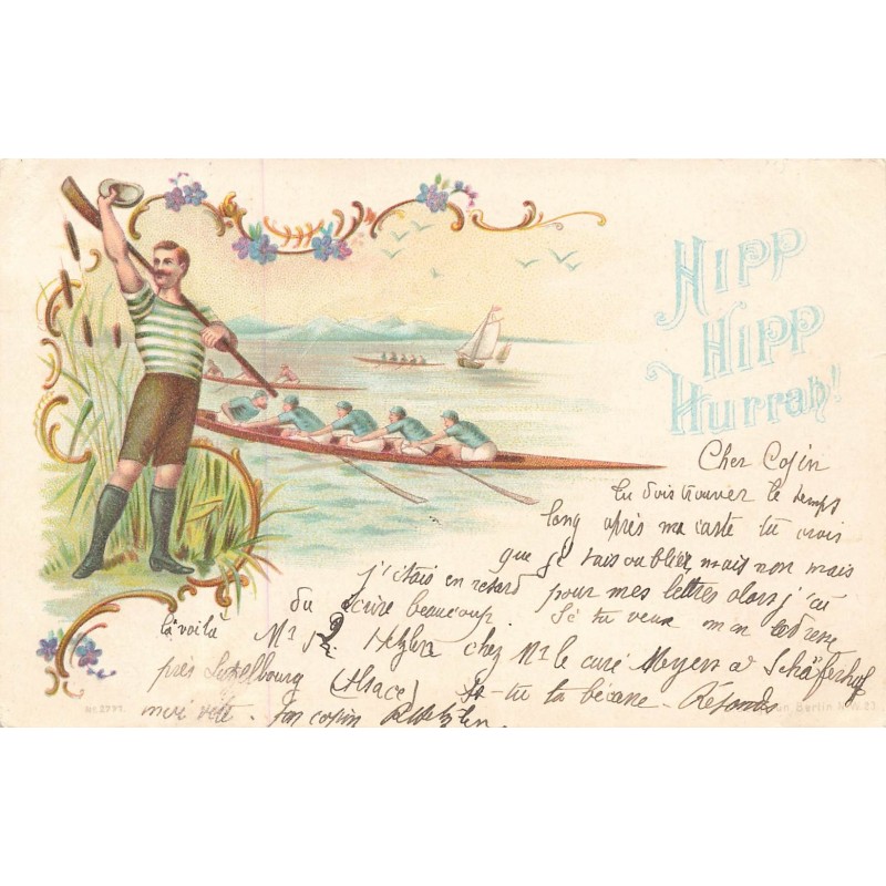 n°30098 - Fantaisie - Hipp Hipp Hurrah - Hommes s'entrainant à une course d'aviron