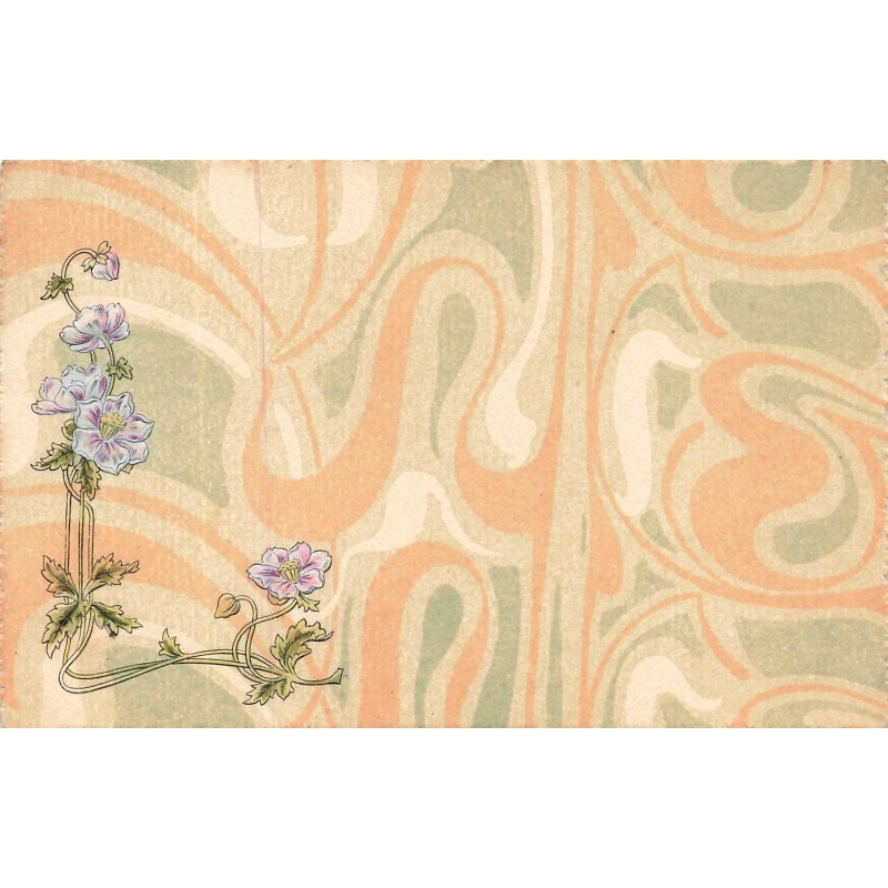 n°30100 - Fantaisie - Art Nouveau - Fleurs en relief sur un décor
