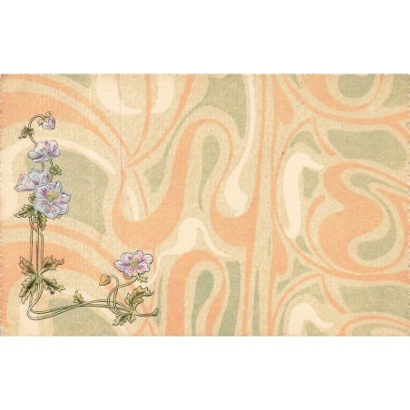 n°30100 - Fantaisie - Art Nouveau - Fleurs en relief sur un décor