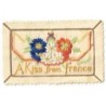 n°30101 - Carte Brodée avec rabat - A Kiss from France - Fleurs