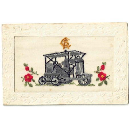 n°30103 - Carte Brodée - CSA - Rouleau Compresseur - Travaux Publics