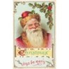 n°30120 - Carte Gaufrée - Noël - May Christmas joys be many - Portrait du Père Noël