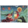 n°30125 - Carte Gaufrée - Noël - Xmas Greetings - Père Noël allumant des lanternes - Ours blanc