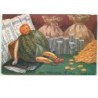 n°13772 - W. Miaulet - Un nouveau riche - Bonhomme fait d'un corps de pastèque, jambe en bananes et fraises - Billets