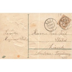 n°30127 - Carte Gaufrée - Nouvel An - Prosit Neujahr 1908 - Enfants près d'un tonneau