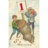 n°30134 - Carte Gaufrée - A Happy New Year - Garçons portant des tonneaux remplis de pièces d'or