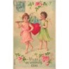 n°30137 - Carte Gaufrée - MSIB 13617 - Saint-Valentin - Va où je voudrais être - Anges portant un coeur