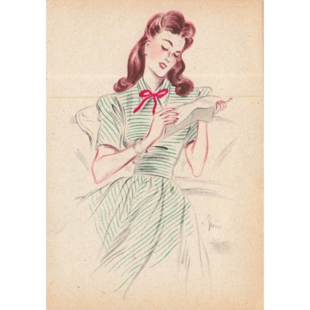n°30149 - Modekarten - Nina Carell-Verlag - Jeune femme lisant une lettre