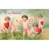 n°30164 - Carte Gaufrée - Saint-Valentin - To my Valentine - Anges jouant à colin maillard
