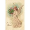 n°30165 - Carte Gaufrée - MSIB 13605 - Heureuses Pâques - Ange apportant des trèfles en pot
