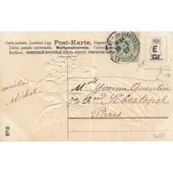 n°30165 - Carte Gaufrée - MSIB 13605 - Heureuses Pâques - Ange apportant des trèfles en pot