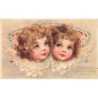 n°30176 - Carte à Système Lumineux - Hold to Light - Style Brundage - A Peaceful Christmas to You - Têtes d'Anges