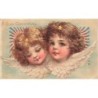n°30177 - Carte à Système Lumineux - Hold to Light - Style Brundage - A Glad Christmas -Têtes d'Anges